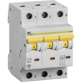 Автоматический выключатель IEK ВА47-60M 3Р 20А 6кА С - MVA31-3-020-C Автоматический выключатель IEK ВА47-60M 3Р 20А 6кА С - MVA31-3-020-C