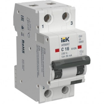 Выключатель автоматический дифференциального тока IEK ARMAT AR-B10N-2-C016A030 B10N 2P C16 30мА тип A